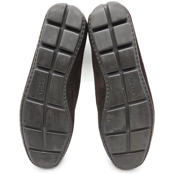 Prada Women’s Loafers Ebano Brown Suede Scamosciato Driving Shoes Itialian - Picture 11 of 16